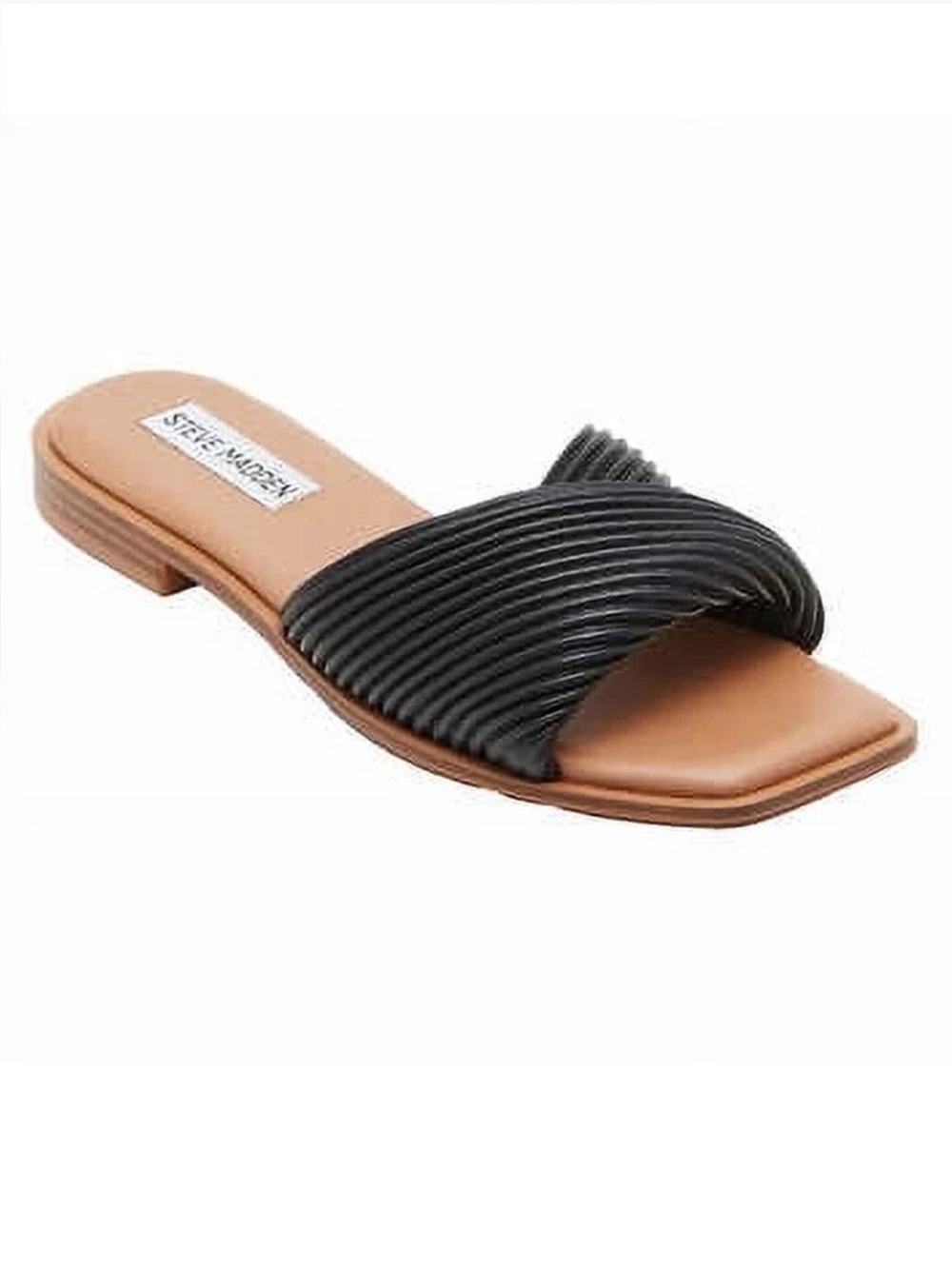 Steve Madden Women's Size 6 Limitt Textured slide Sandle, Black, New In Box